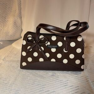 Retro Kate Spade Brown Polka dot mini handbag with bow. Barely used.